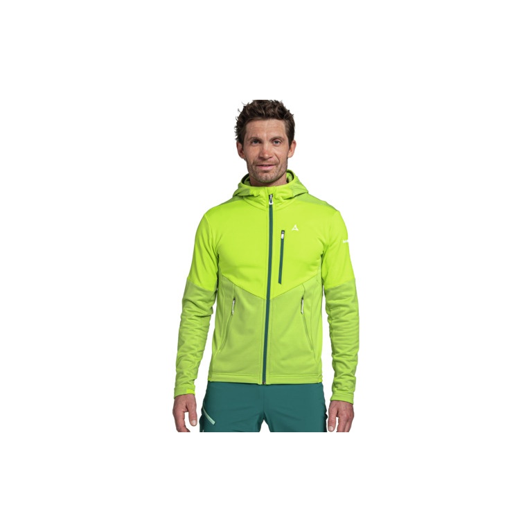 Schöffel Fleece Jacket Hydalen with Hood (breathable, quick-drying, 2-way stretch) lime green Men